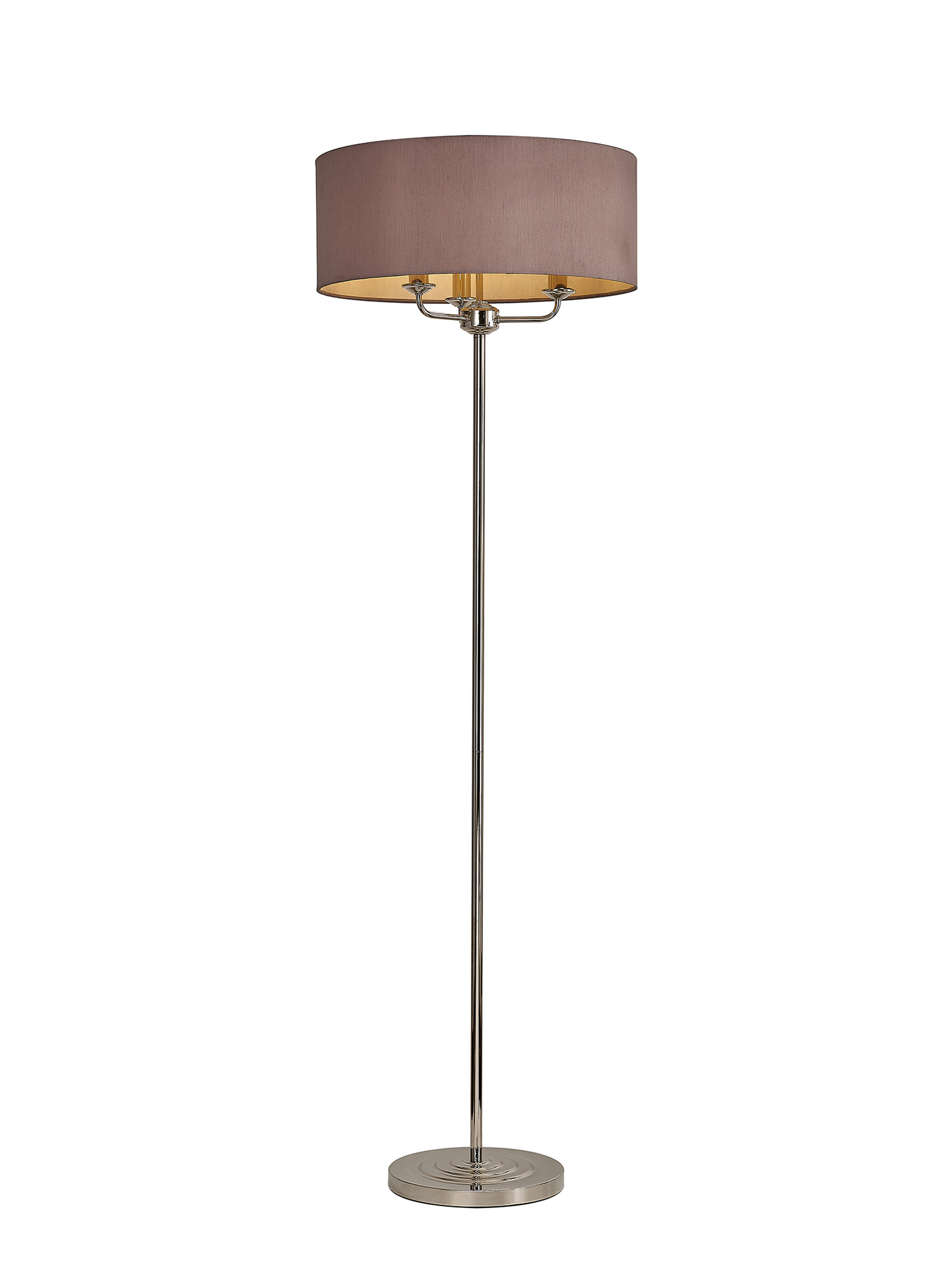 DK0898  Banyan 45cm 3 Light Floor Lamp Polished Nickel; Taupe
